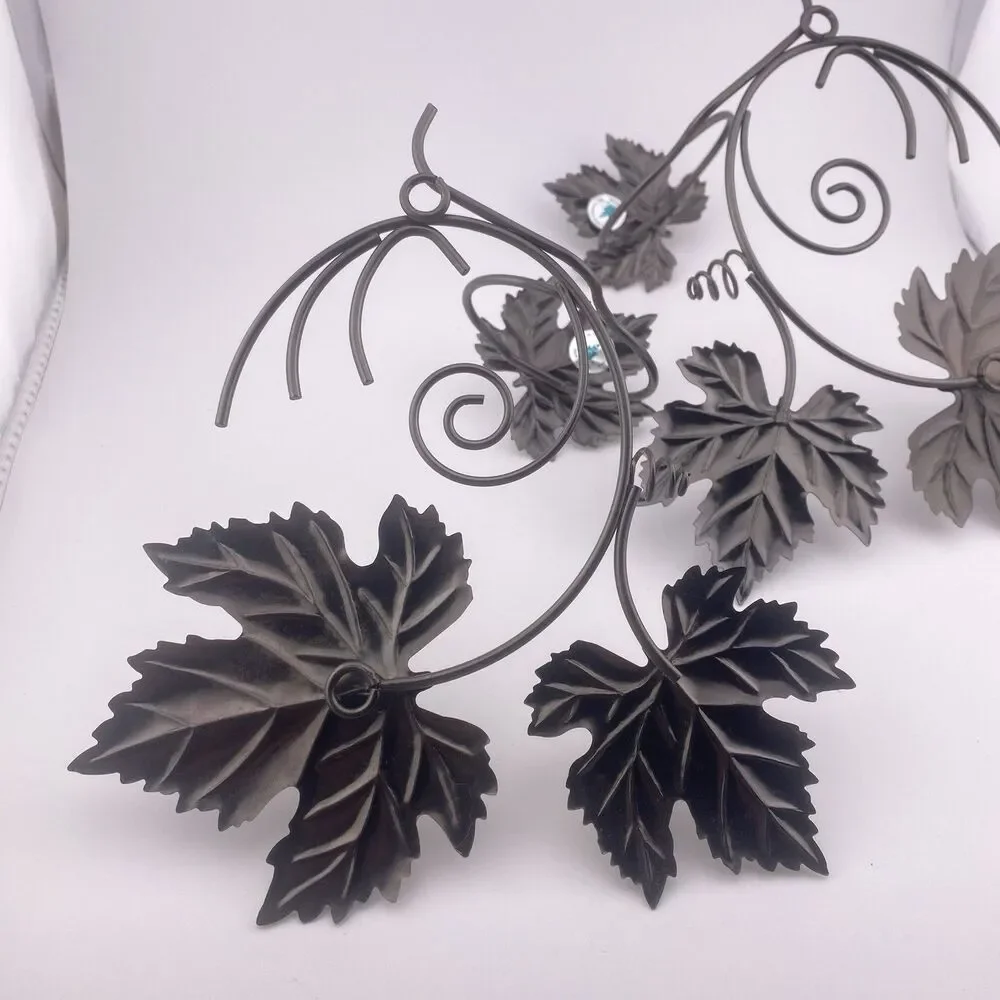 Partylite Grape Leaf Wall Sconce Pair With Frosted Votive Holders P7751